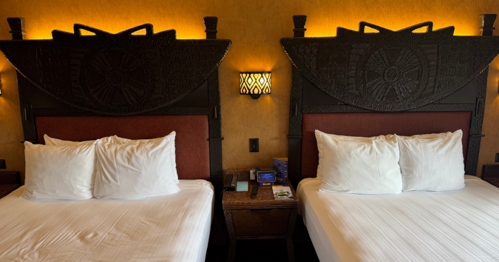 our beds at Animal Kingdom Lodge